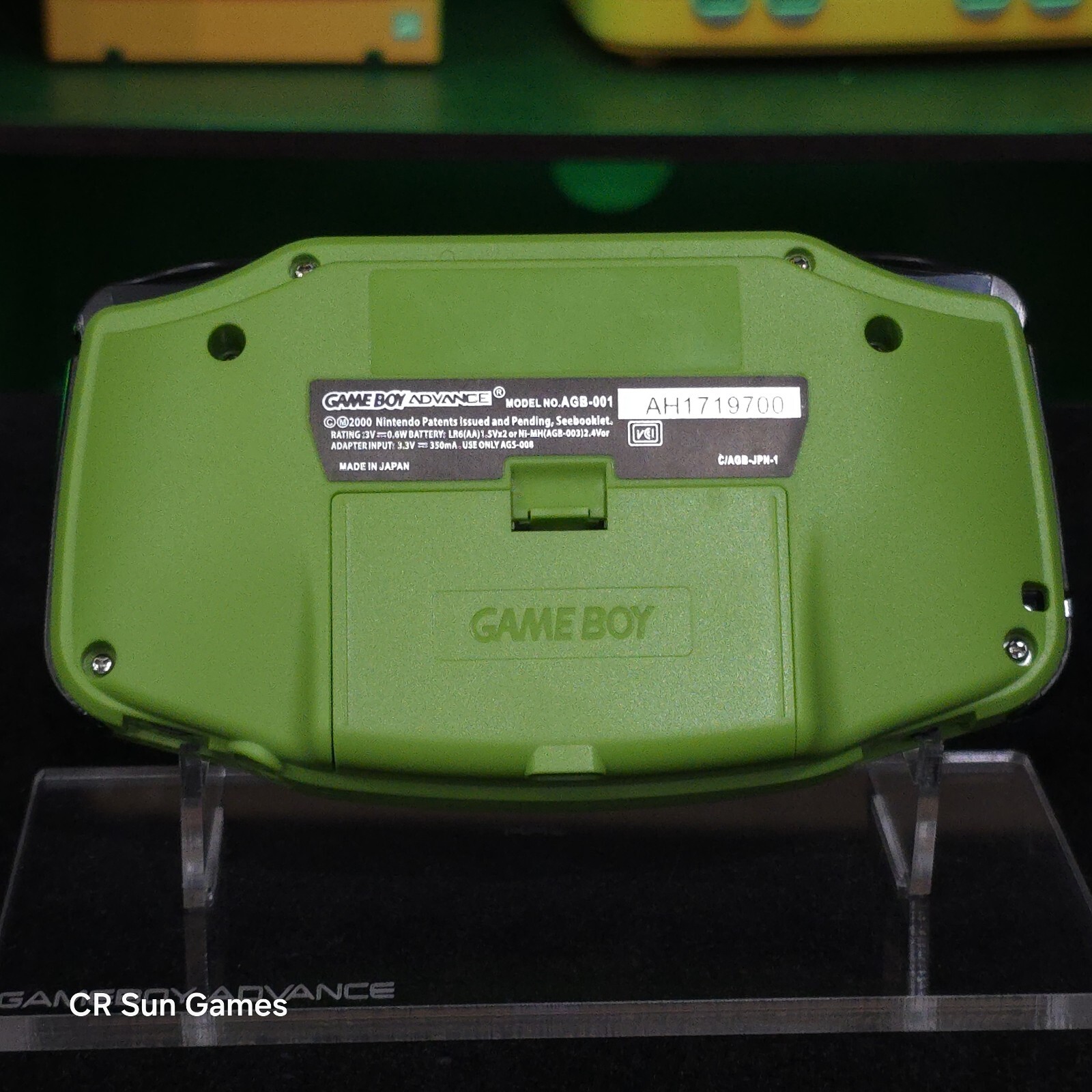 Green Game Boy Advance GBA iPS V5 LCD USB-C 1800 mAh Rechargeable Battery
