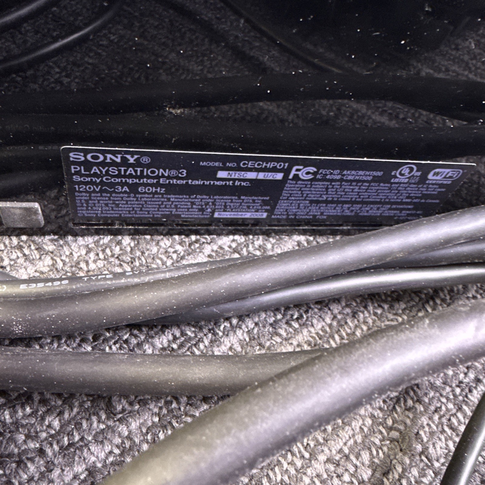 PS3 Playstation 3 Fat CECHG01 PS3 Console Cord Tested Working One Owner Sony Ecu