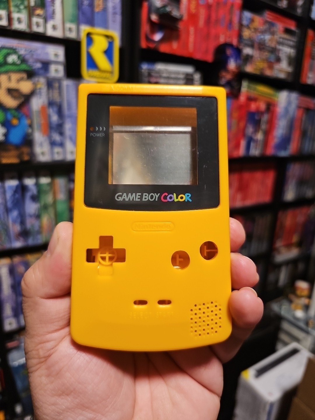 Nintendo Game Boy Color Clear Console GBC Custom Build Needs TLC w/ Yellow Shell