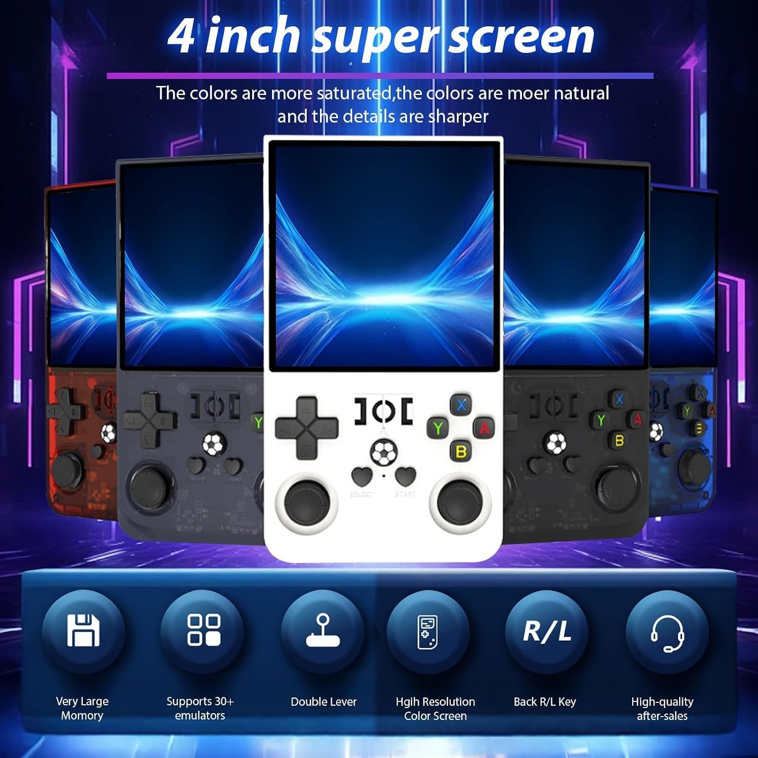 R36MAX Purple Handheld 4.0 IPS 18000 Games