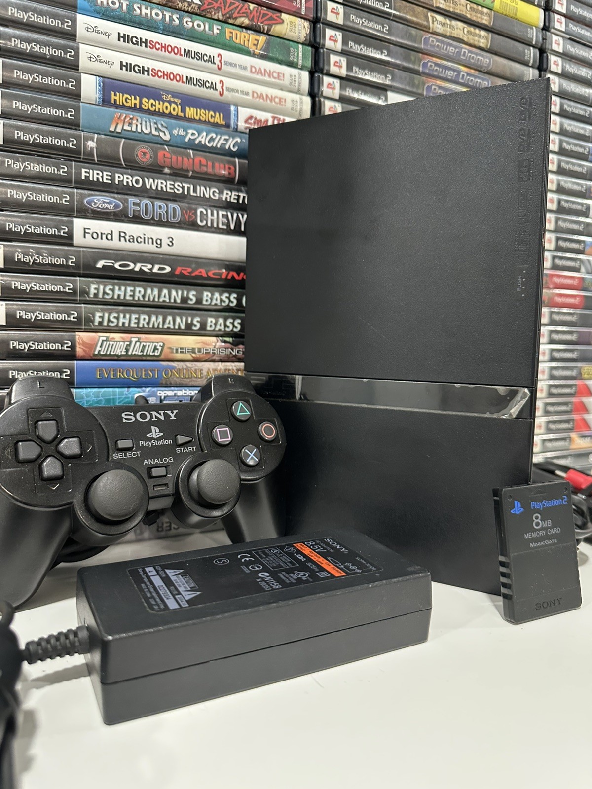 Sony PlayStation 2 PS2 Slim Console OEM Bundle Black Tested w/ControlMemory Card