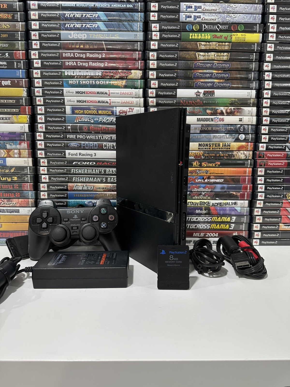 Sony PlayStation 2 PS2 Slim Console OEM Bundle Black Tested w/ControlMemory Card