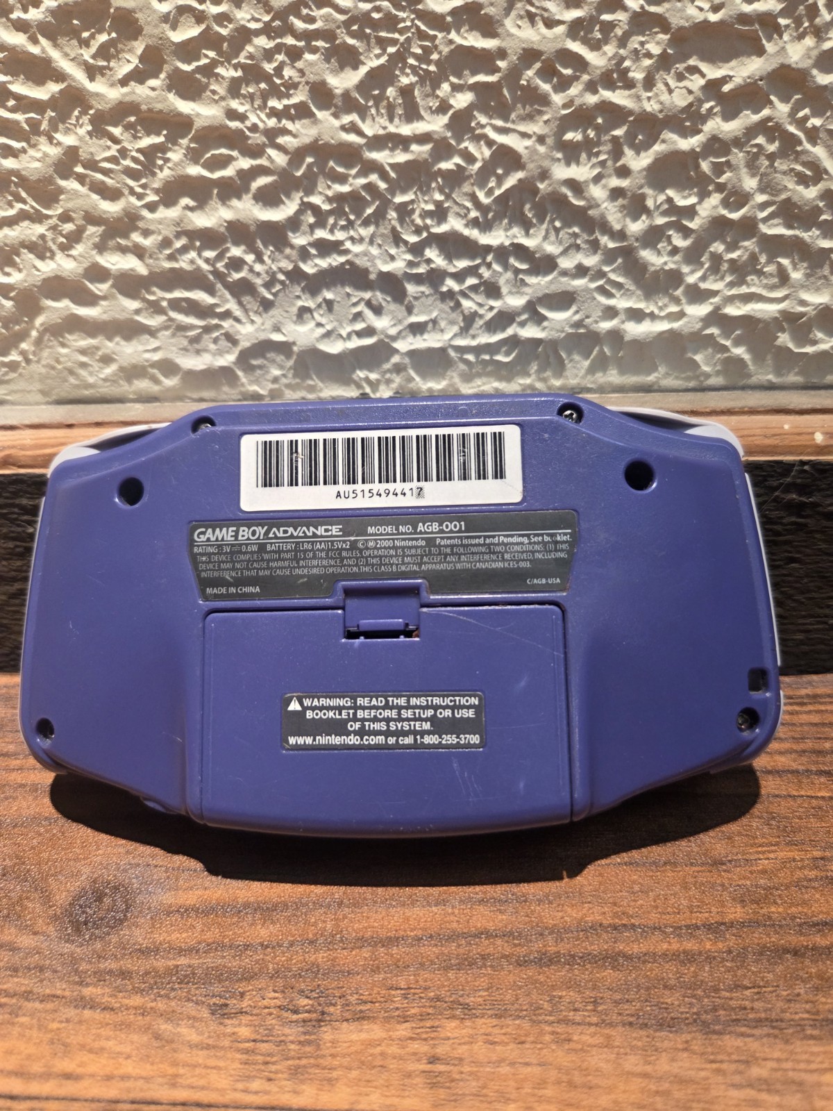Nintendo Game Boy Advance AGB-001 Indigo Purple Console Parts Repair No Display