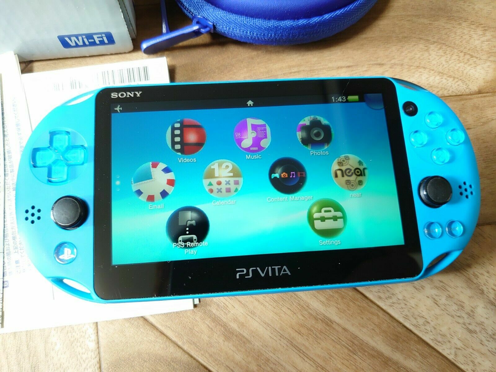 PCH-2000 ZA23 AQUA BLUE JAPANESE SONY VITA SLIM WITH POUCH ,USB, BOX