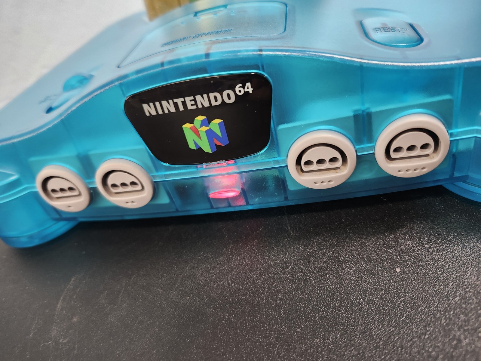 ICE Blue Custom Nintendo 64 with OEM Controller Repo Stadium 2 Tested Working VG