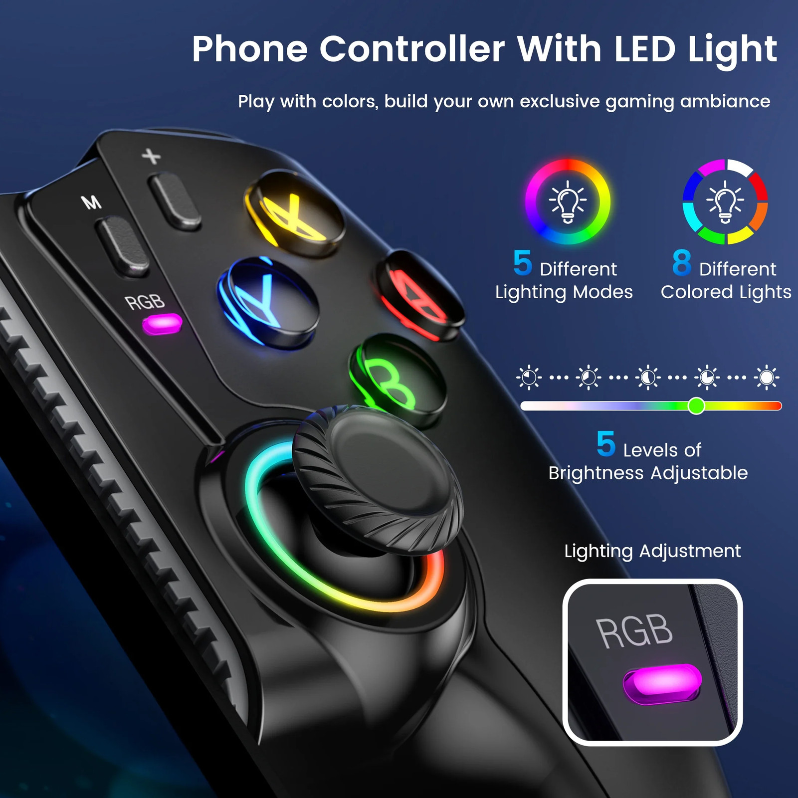 Dinofire Wireless Bluetooth RGB Controller for Switch 2/Nintendo Switch/Switch