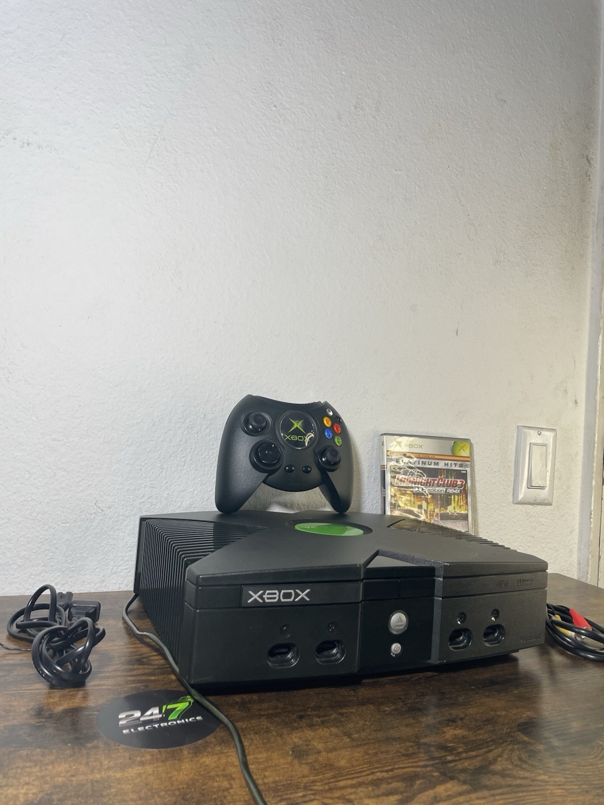 Original Xbox Microsoft Console Bundle Controller Cables Midnight Club TESTED