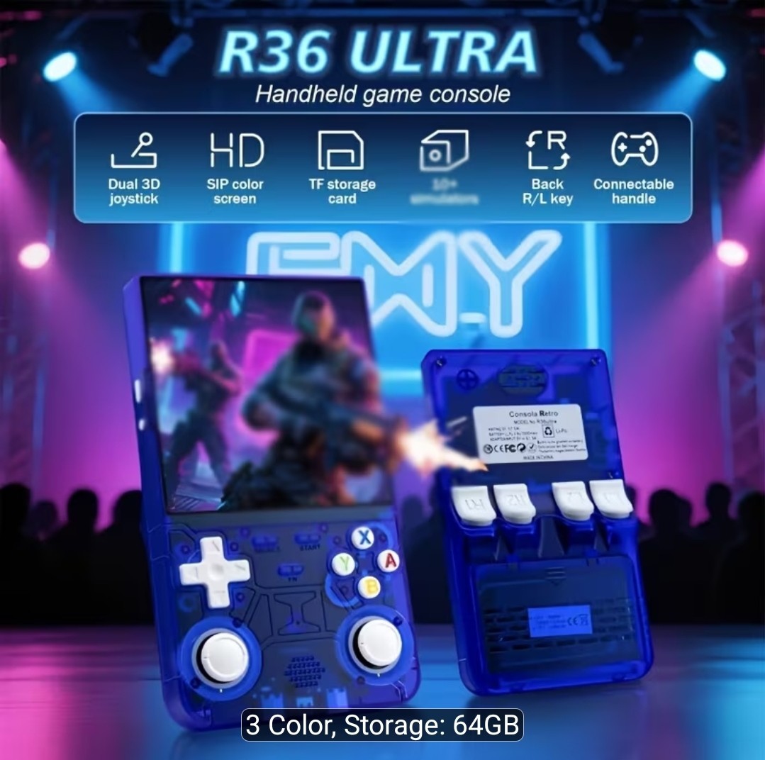 R36 Ultra 4″ 720×720 Handheld Game Console 64GB Wi-Fi USB-C Purple