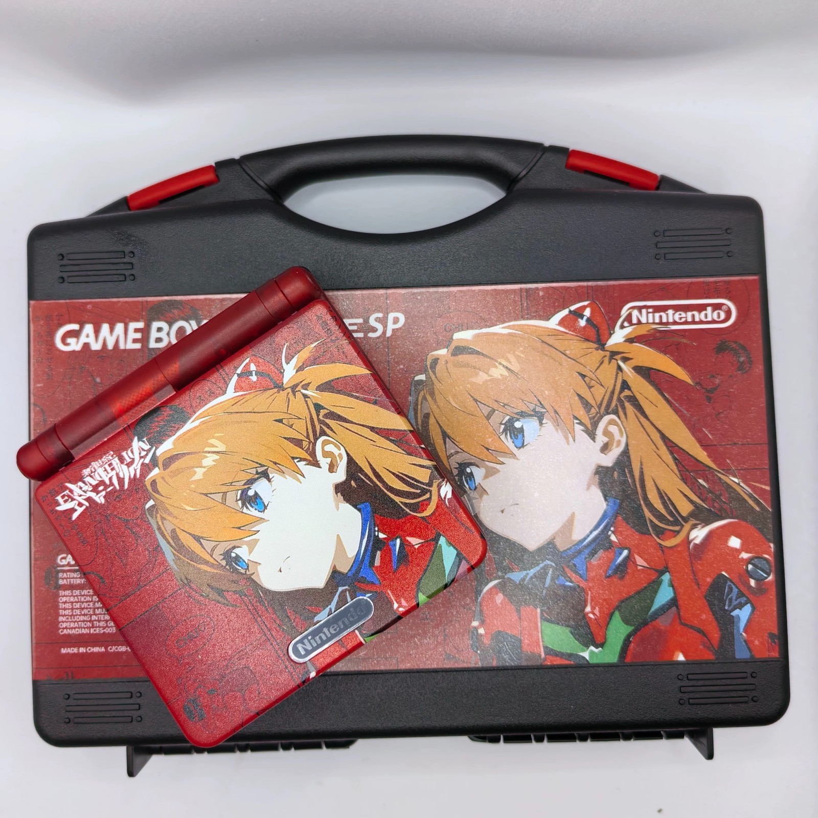 Nintendo Gameboy Advanced SP IPS Clear Red Mecha Girl Custom Adjust Brightness