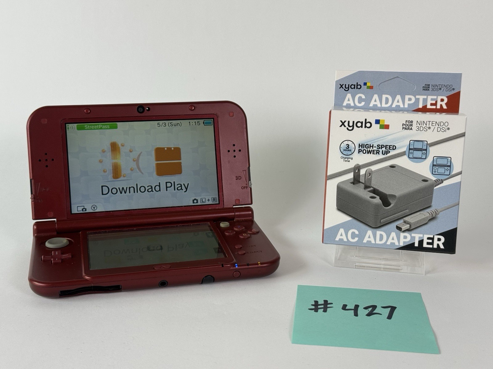 New Nintendo 3DS LL/XL – In English – Metallic Red – 64gb-w/new charger
