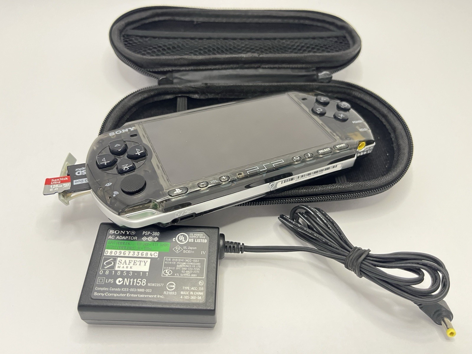 Sony PSP 3000 Console Case And Part Of Charger Tested