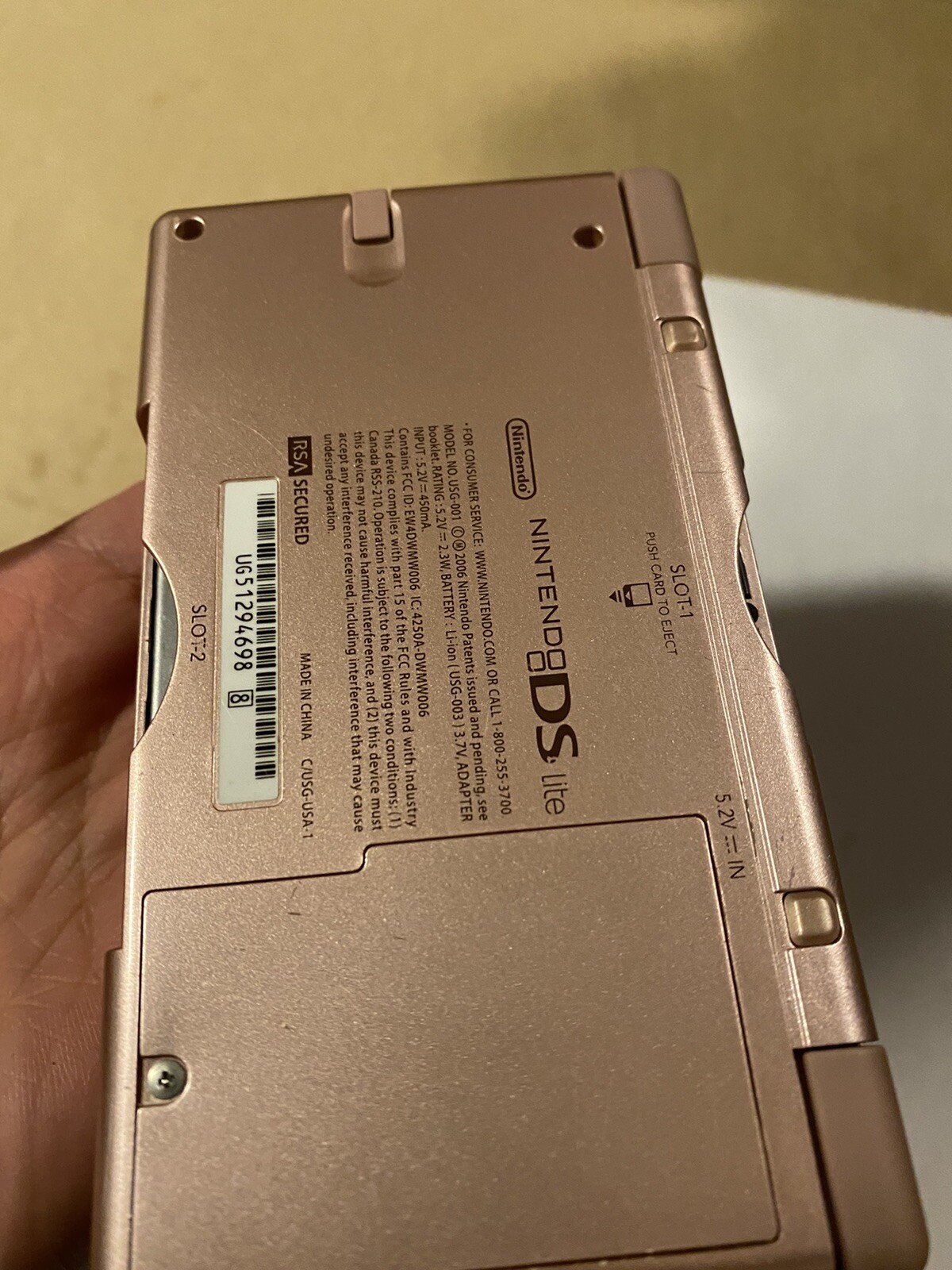 Nintendo DS Lite Metallic Rose Handheld System For Parts And Repair Unit