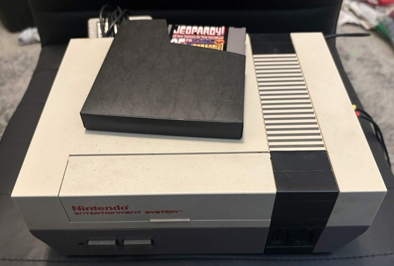Used / Original NES Nintendo Console + Jeopardy Video Game + Power Supply + A/V