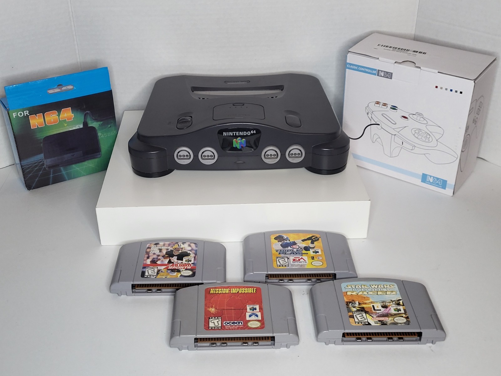 Nintendo 64 System N64 Console (Charcoal Gray) w/Controller & 4 Games!