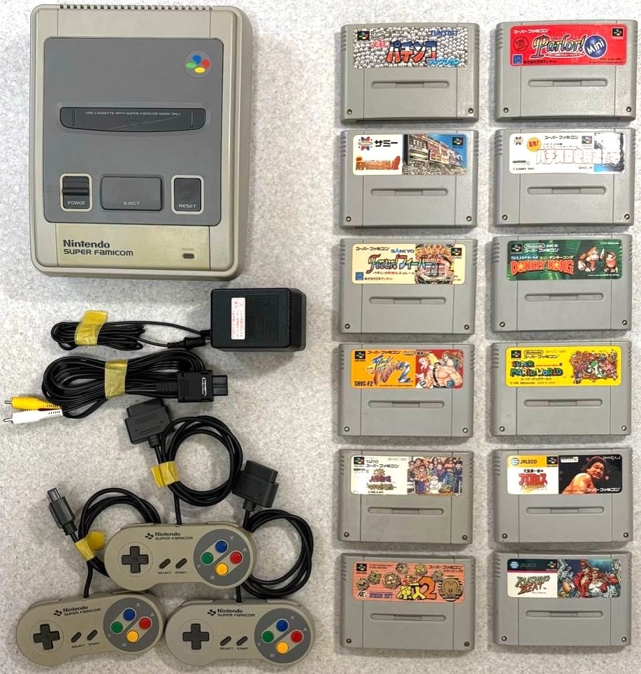 Super Famicom Console Bundle 12 Games 3 Controllers Tested Nintendo Japan