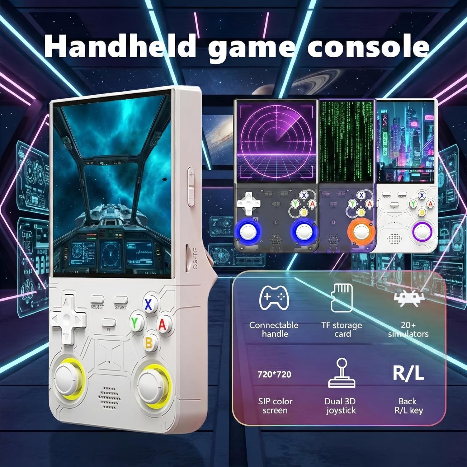 Black R36 Ultra Handheld Game Console 4 Inch IPS Screen 20000+ Video Games 128GB