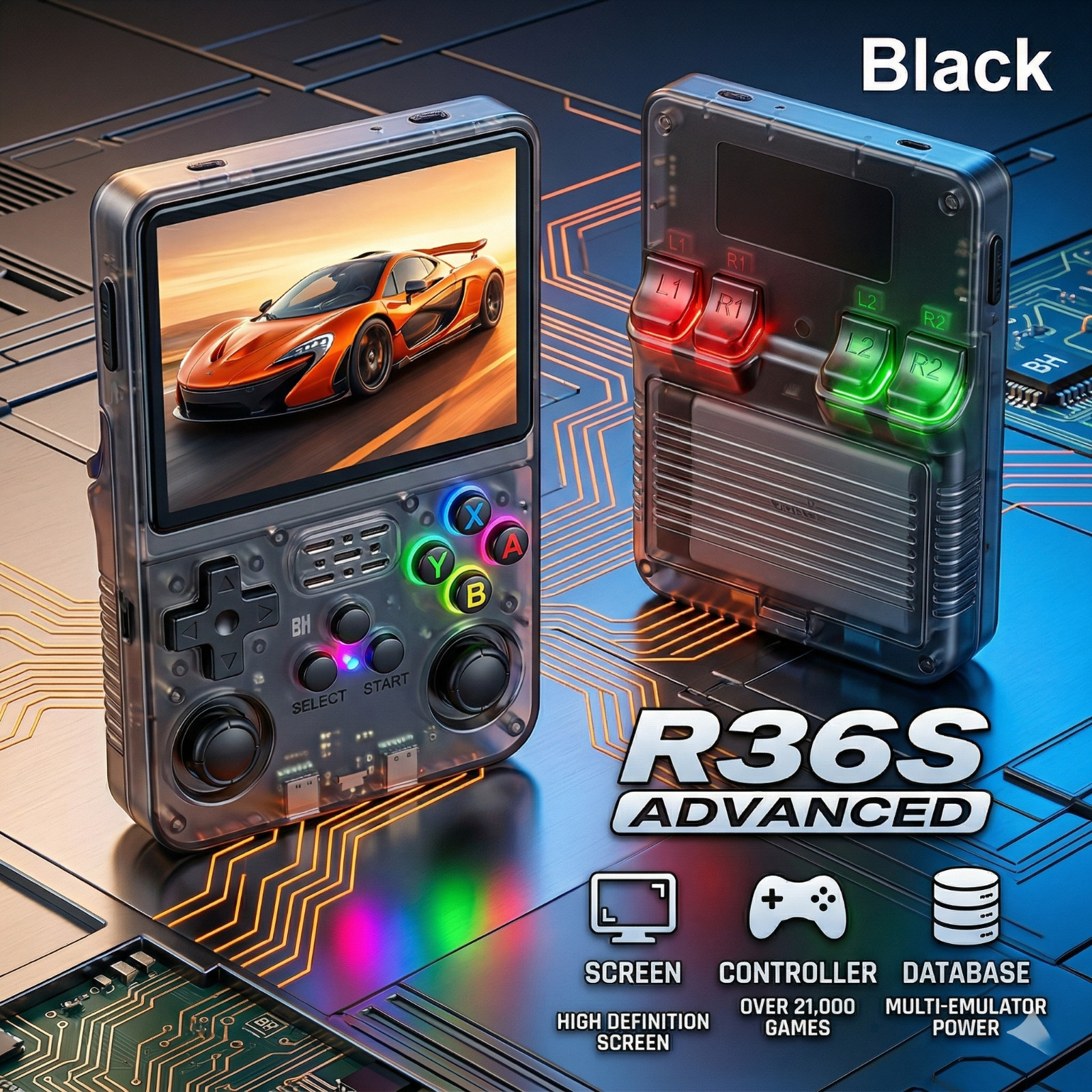 Retro Handheld Video Game Console 20000 Games 65GB, R365 3.5 Inch IPS Screen