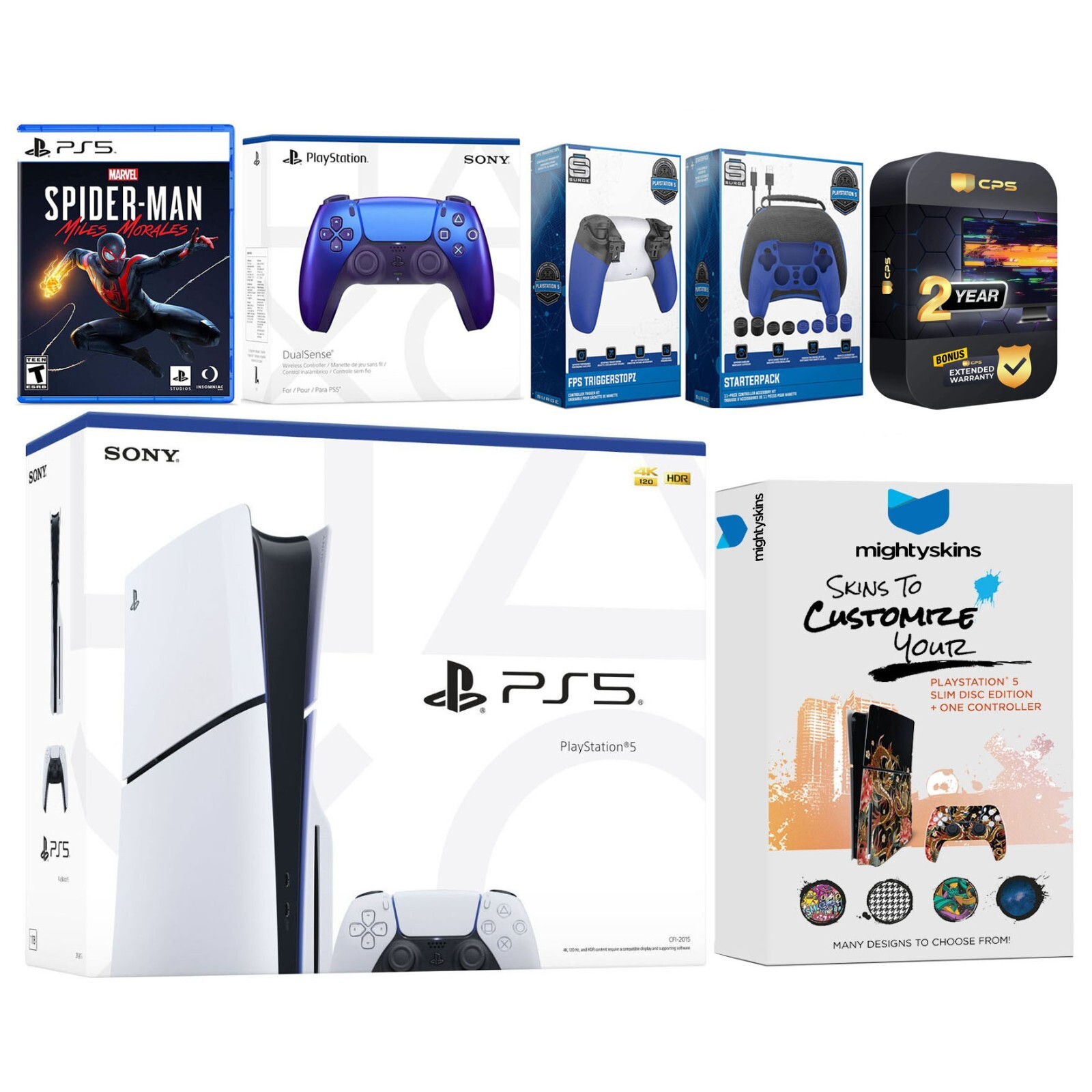 Sony Playstation 5 Slim Disc + SpiderMan Miles Morales + Extra Controller Bundle