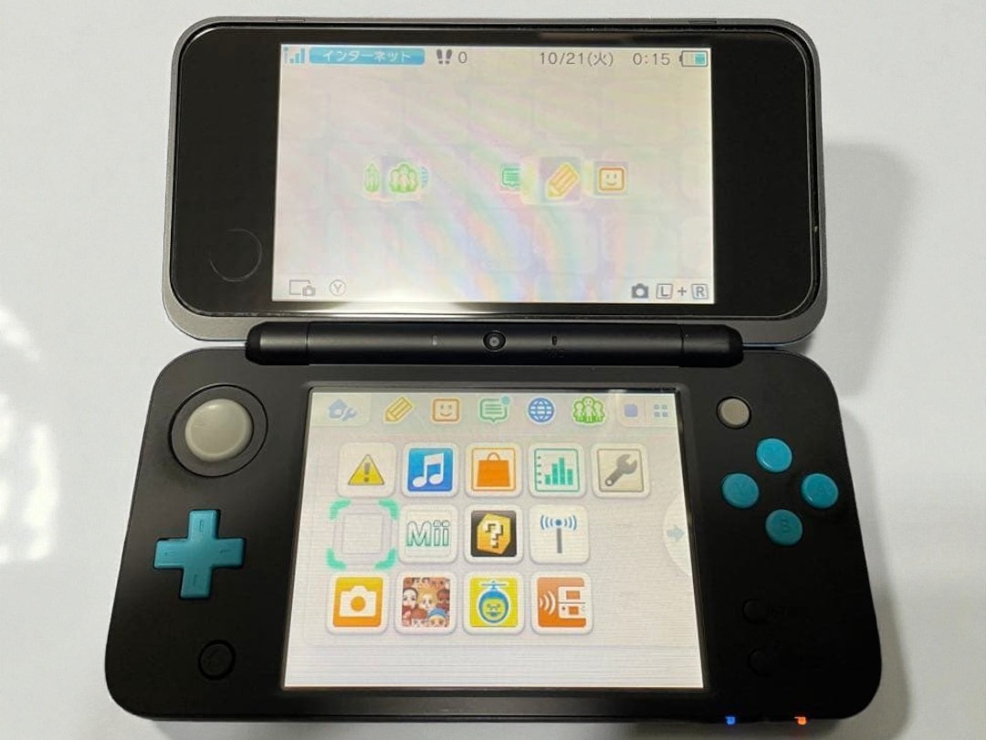 New Nintendo 2DS LL Black Turquoise Console Used Excellent Condition Boxed JAPAN