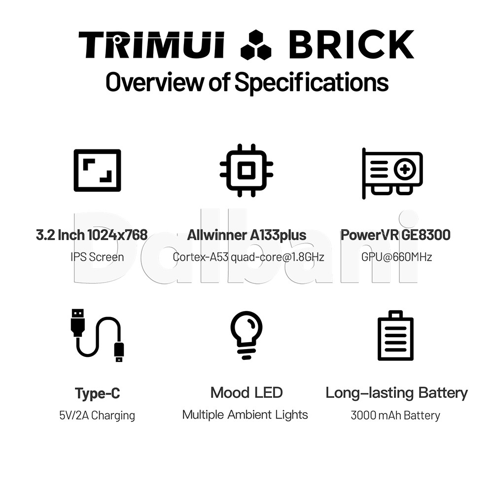 TrimUI Brick White Open Source Handheld Game Console with 64GB