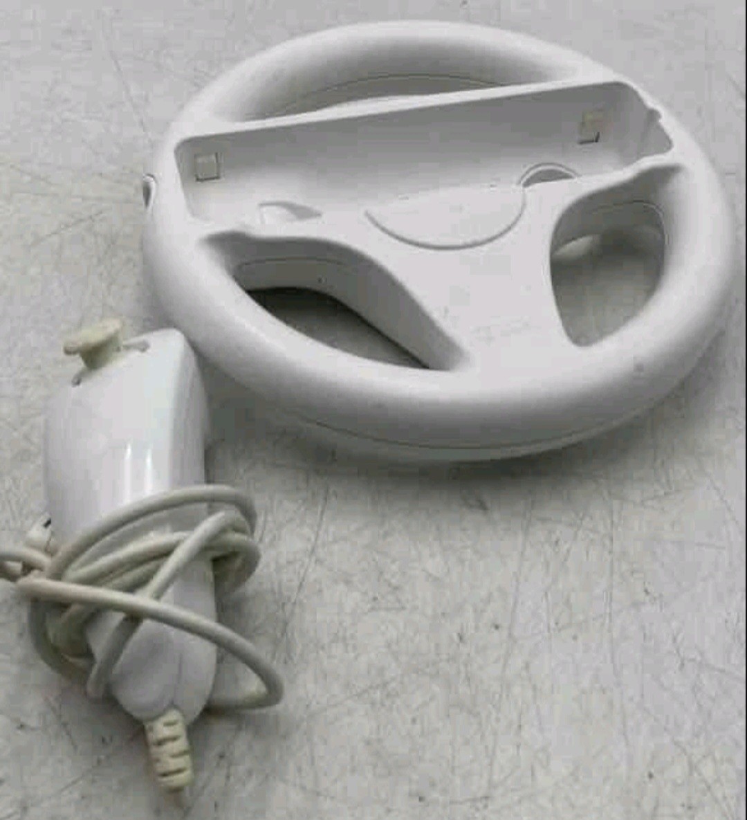 Nintendo Wii White Console Bundle, 2 Remotes, Nunchuk, Wheel, Wii Play + Games