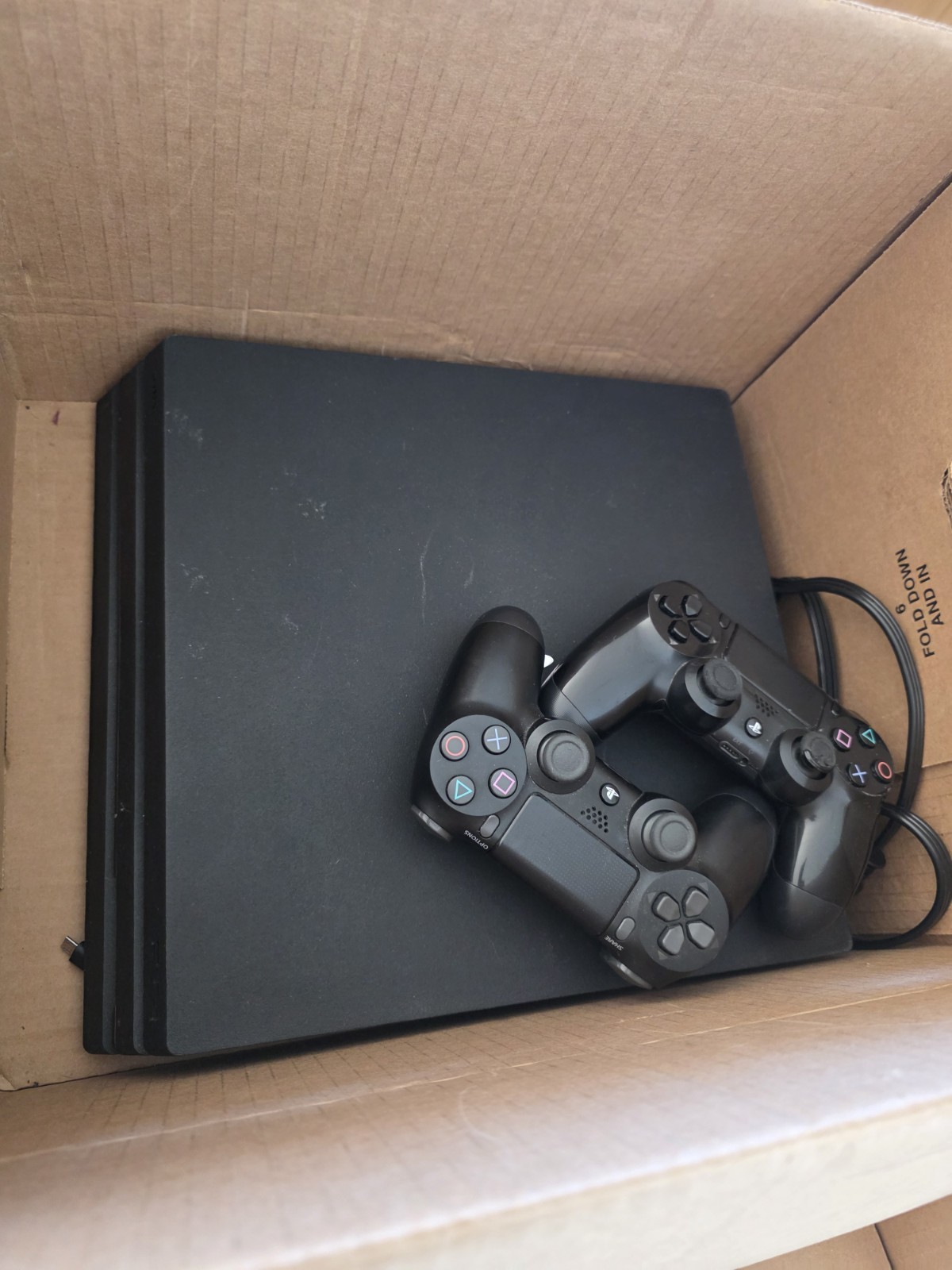 Sony PlayStation 4 Pro 1TB Console – Jet Black, Two Controllers. Mint Condition