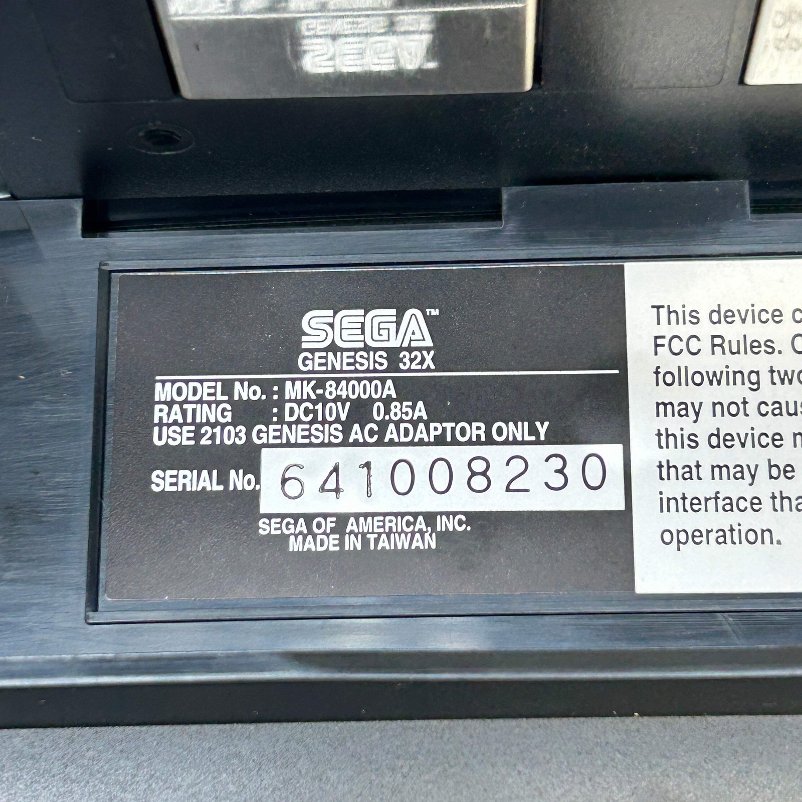 Sega Genesis 32X Console Add On With Cables & Brackets Black MK-84000A