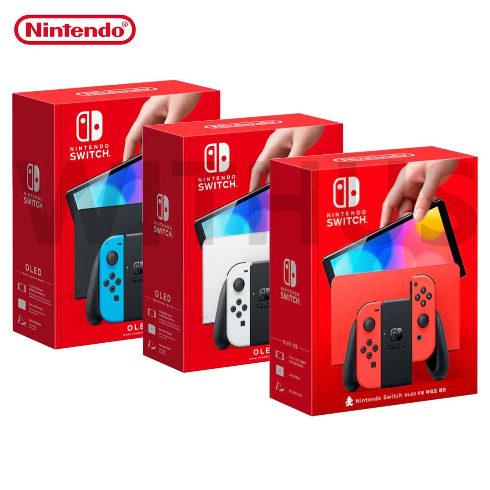 Nintendo Switch OLED Model HEG-001 Handheld Console 64GB – White / Neon Blue,red