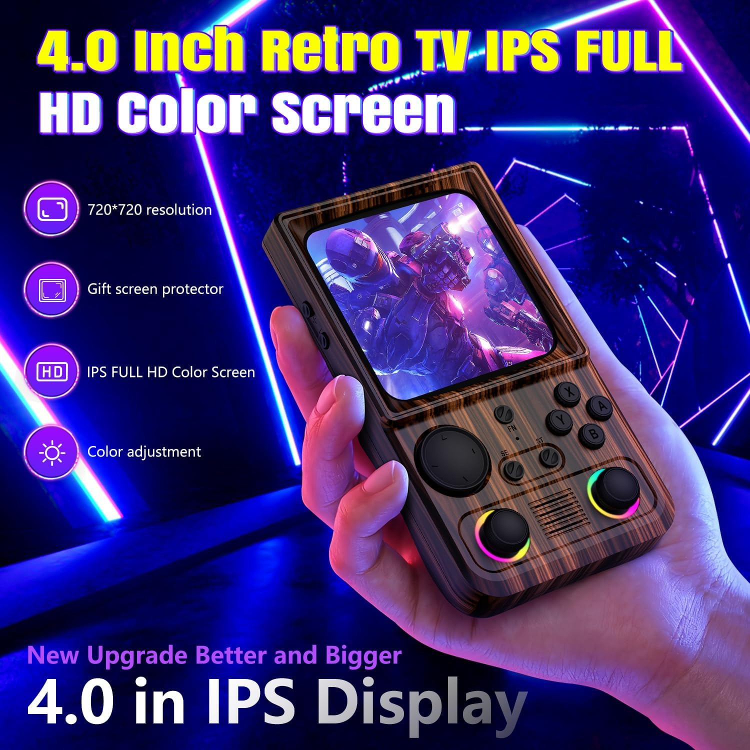 R36TMAX Retro Gaming Console, 4.0” IPS Screen, Retro Handheld Game Console 64GB