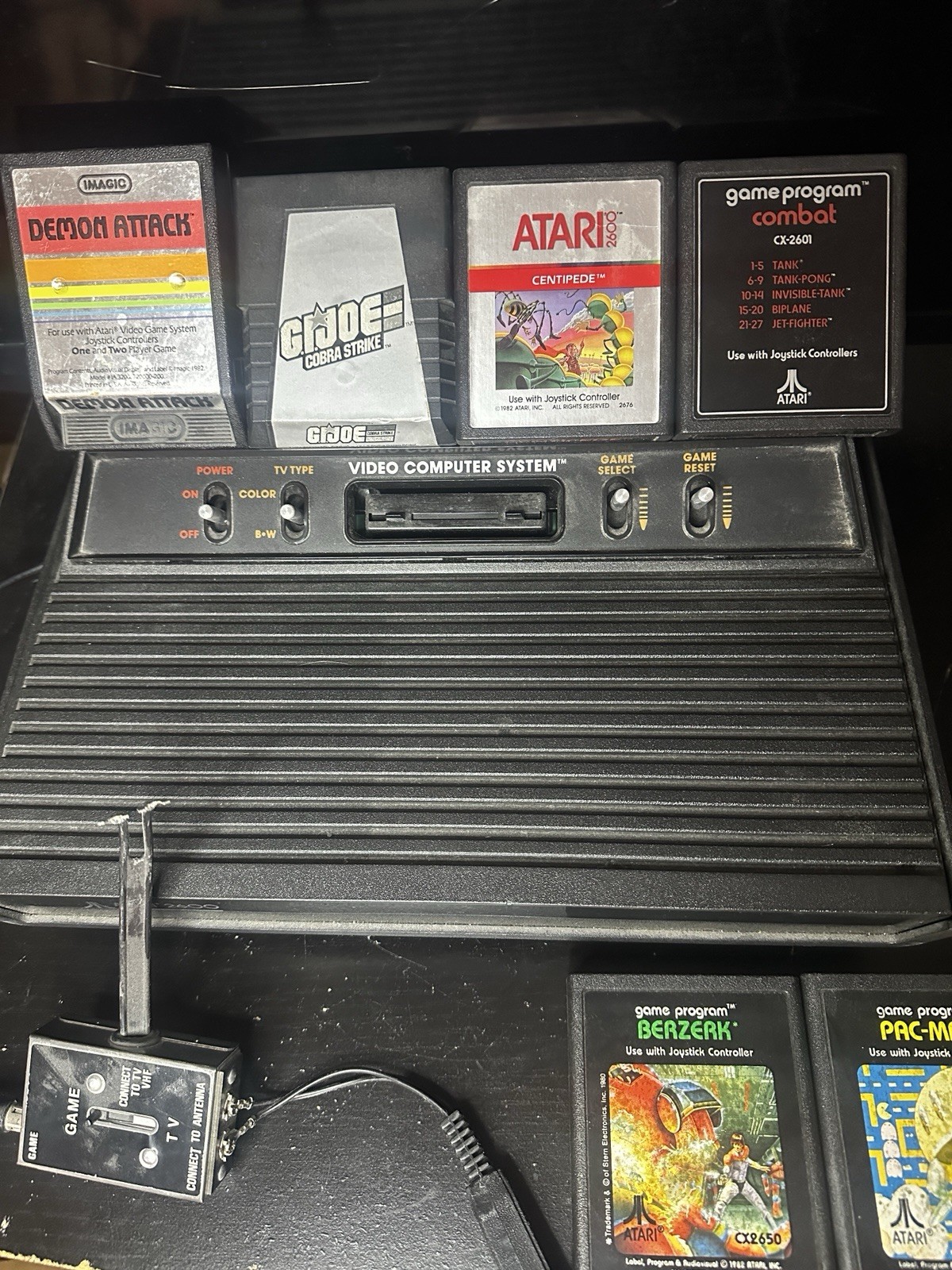 Atari 2600 System Bundle with Console Black With 6 games No Controllers