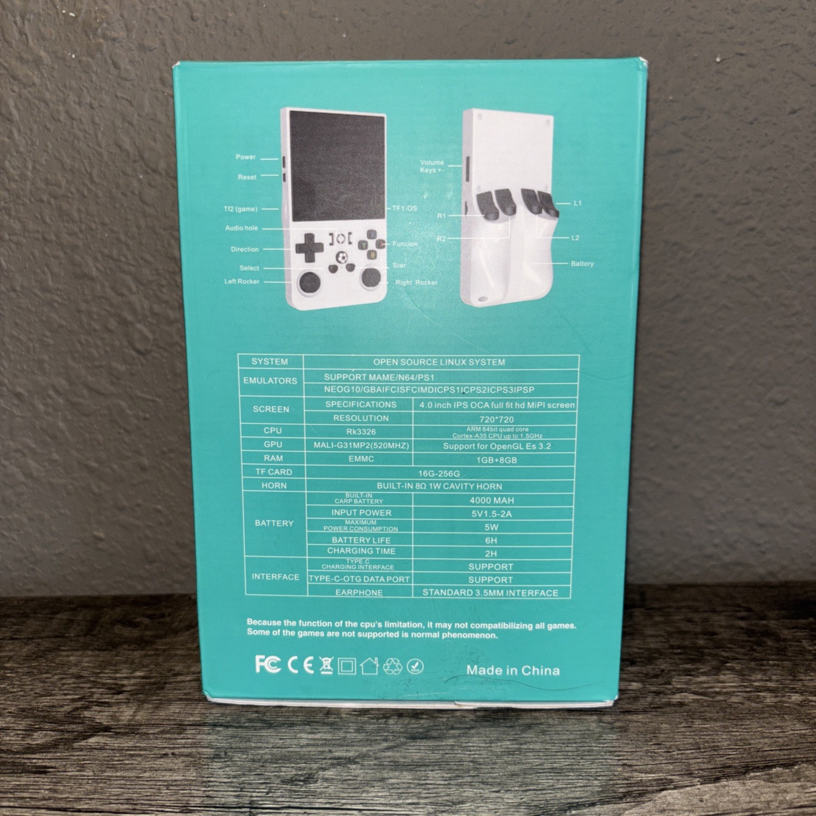 R36 Max Handheld Retro Game Console 4″ IPS Screen Open Source Emulator Open Box