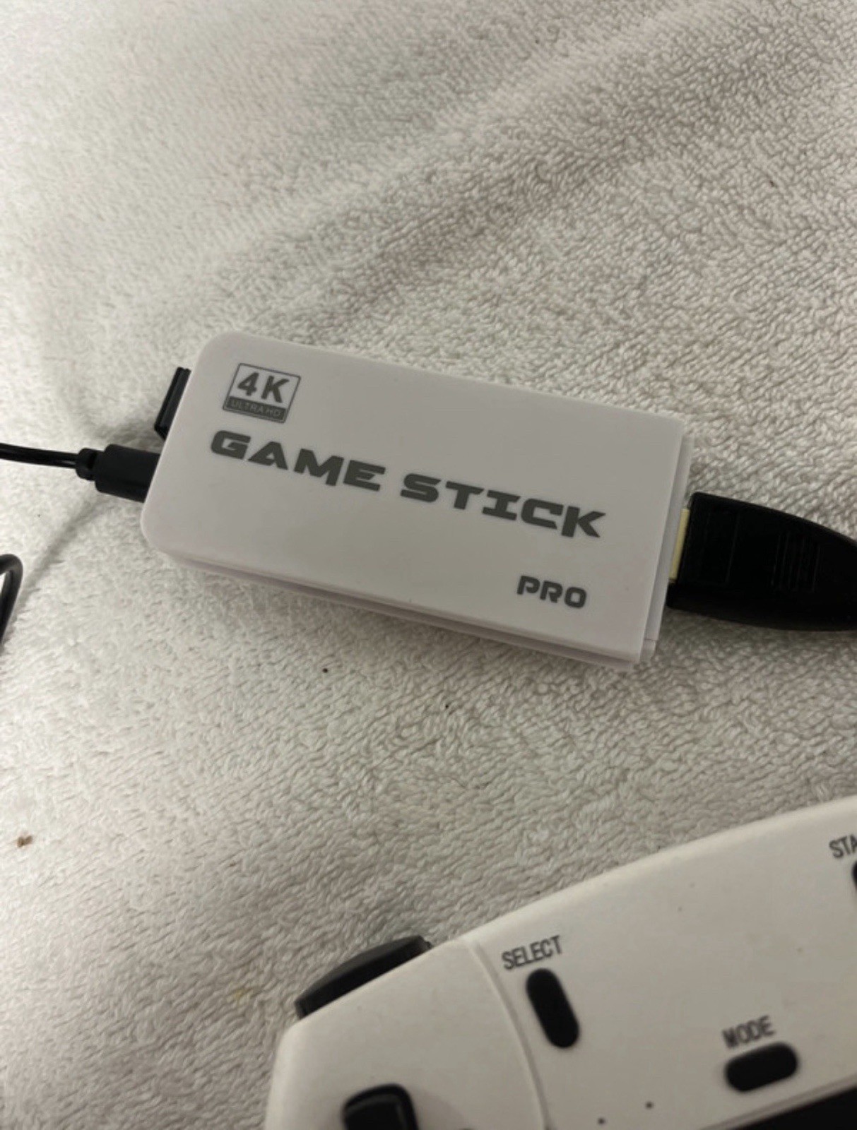 Game Stick Pro 4K HDMI Video Game Console Dongle w/ 2 Controllers Black/White