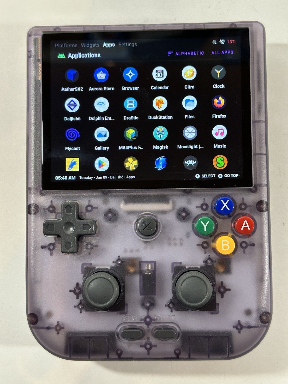 Anbernic RG405V With GammaOS and 256GB SD card Transparent Purple