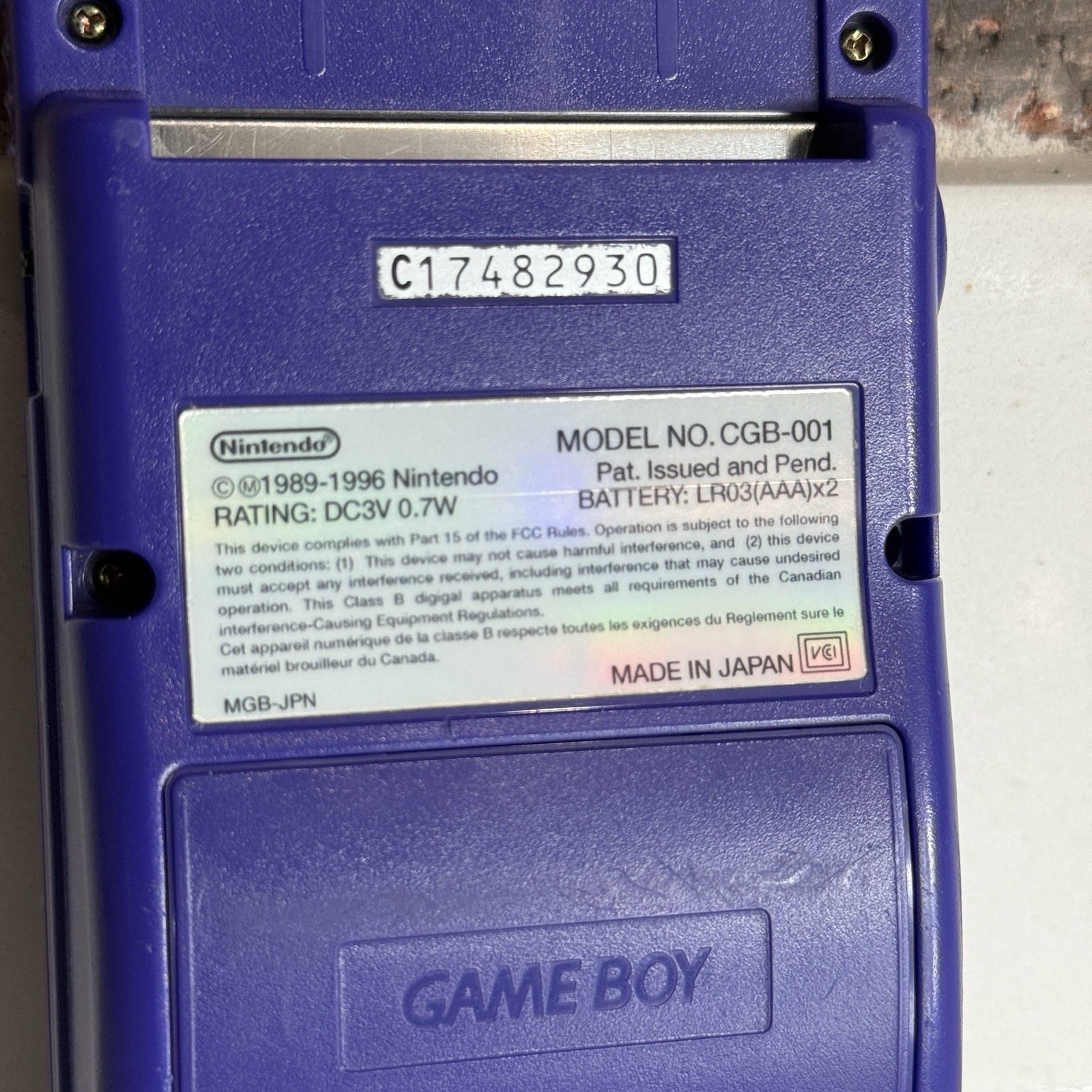 Nintendo Game Boy Color Grape Purple (CGB-001) Tested Working OEM