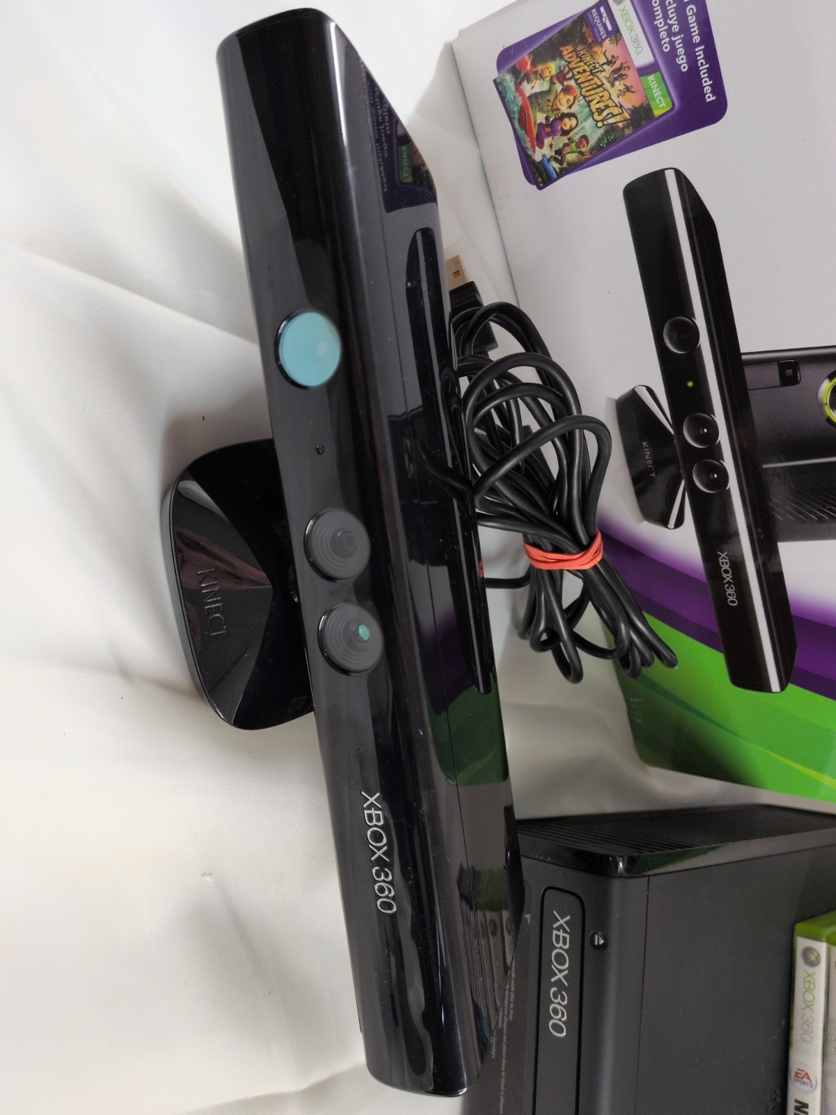 Microsoft Xbox 360 S 4GB Black Console with Power Cord, Kinect, and 9 Games