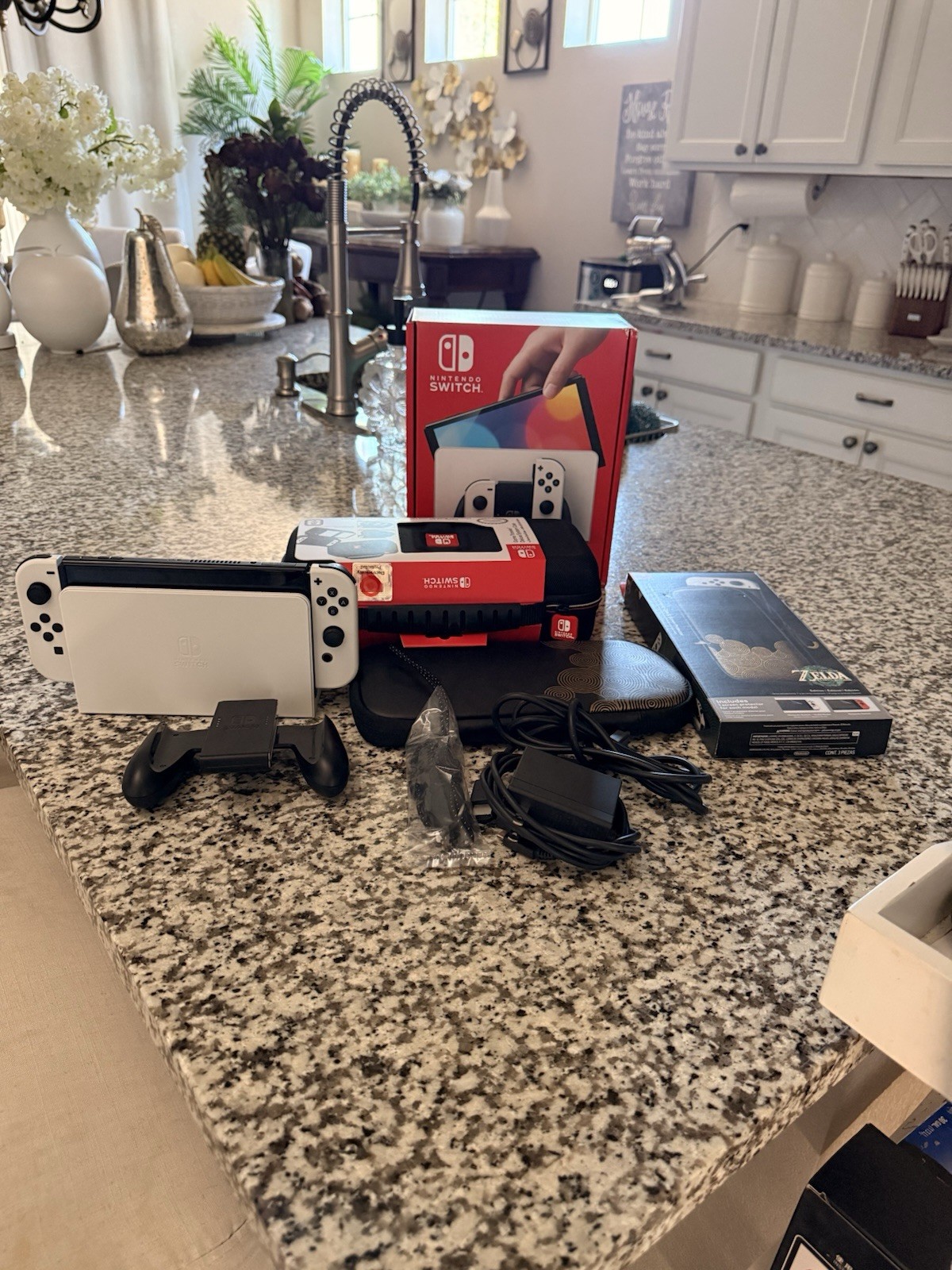 Nintendo Switch OLED 64GB 1080p Wi-Fi Console w/ White Joy-Con, Dock, Case