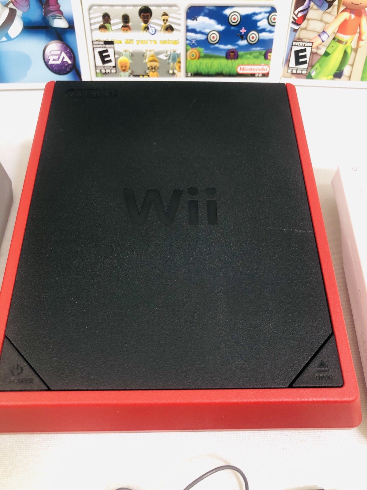 Nintendo Wii RVL-201 Mini Red + 3 Games Cords & Controller Tested Working Read