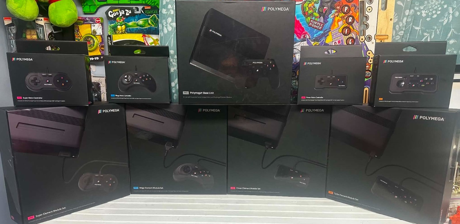 Boxed Polymega Core System and 4 Module Bundle with extra controllers!
