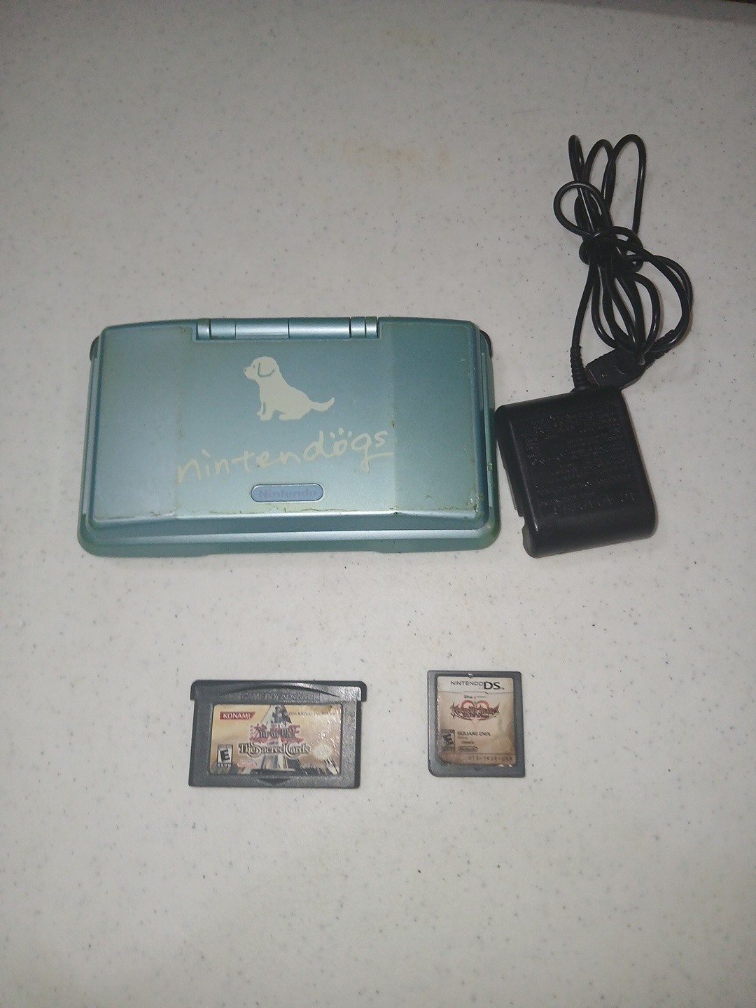 Nintendo DS NintenDogs Teal Blue Best Freinds Limited Edition + Charger + Game