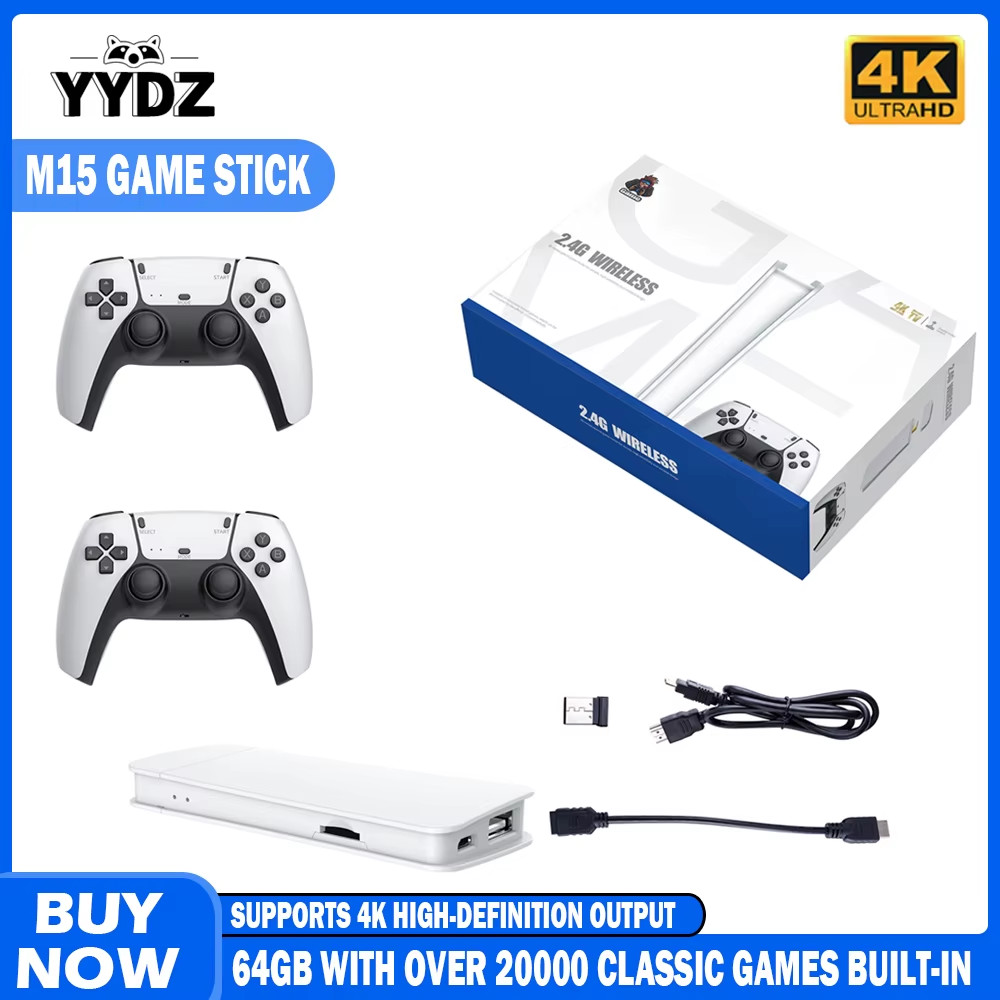 M15 Retro Game Console 64GB 20000+ Games 4K Handheld Video Game Stick