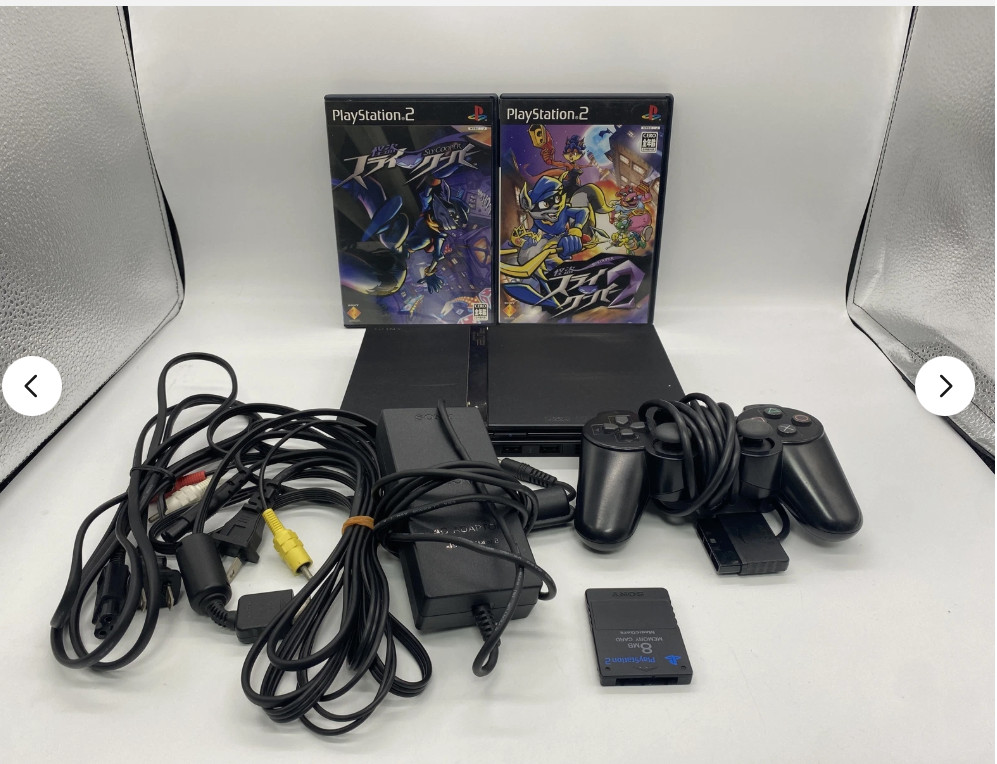 PS2 Playstation2 Console w/ Sly Cooper series set Slim Black SCPH-70000