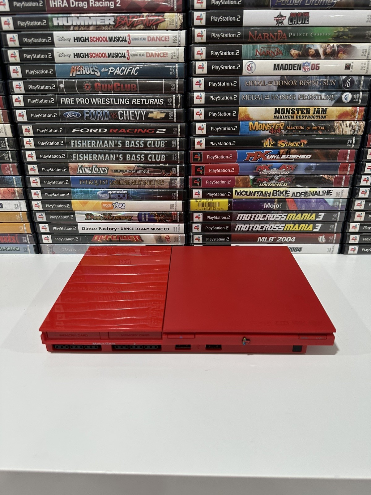 Sony PlayStation 2 Slim Cinnabar Red OEM Bundle– Tested, Ready to Play + 2 Games