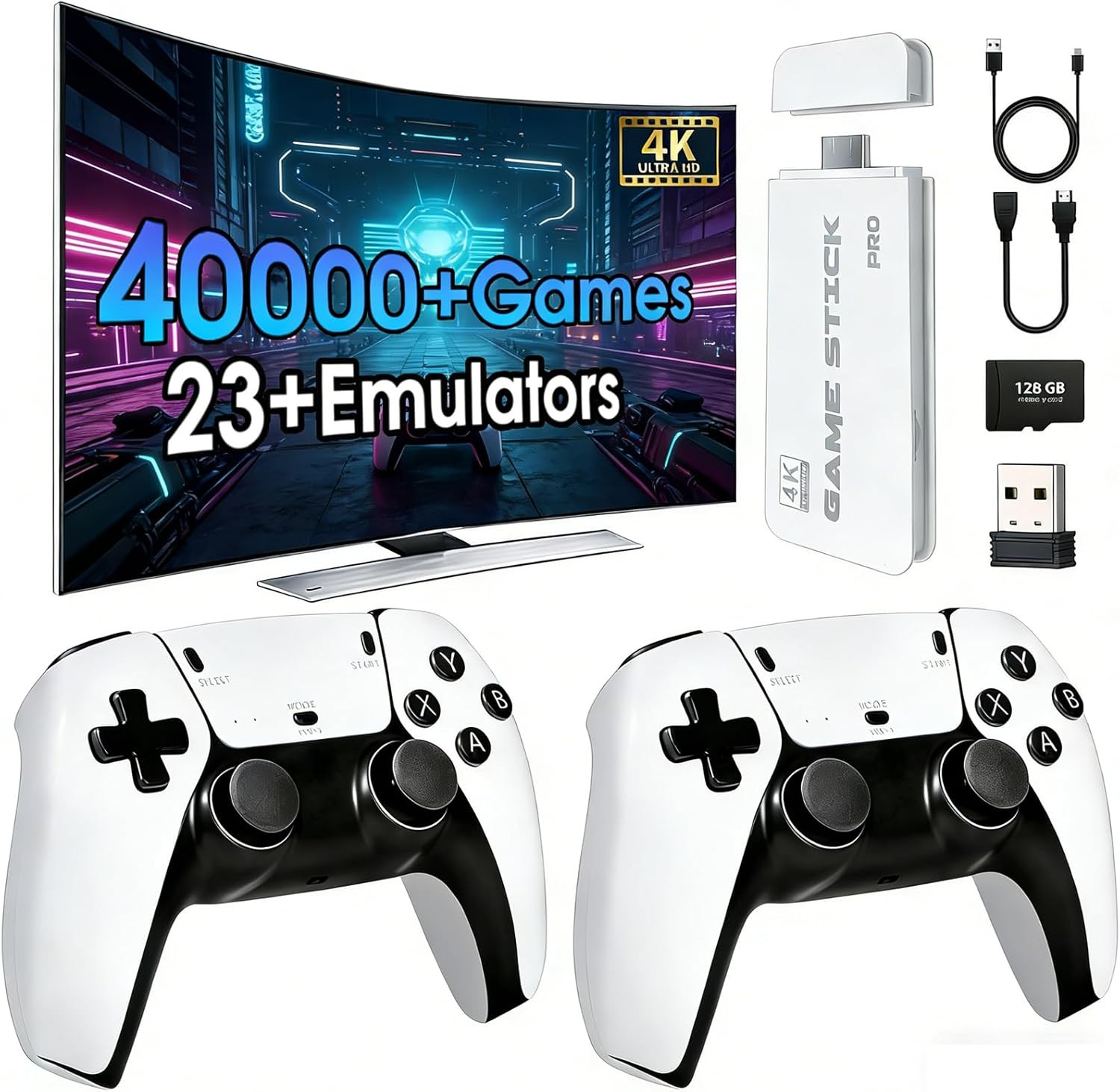 2026New Retro Game Console,40000+Games and 23 Emulators, with Dual 2.4G Wireless