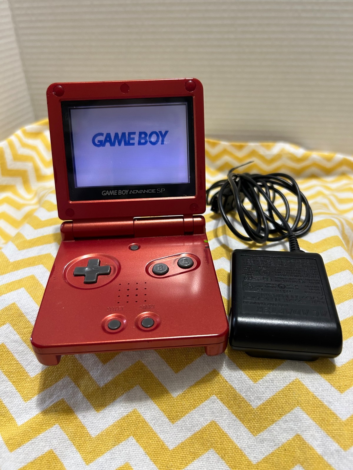 Nintendo Game Boy Advance SP with Charger Tested Works Great Flame Red