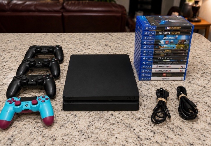 Sony PS4 Console Bundle 4 Controllers 13 Games DualShock 4 Tested Ready to Play