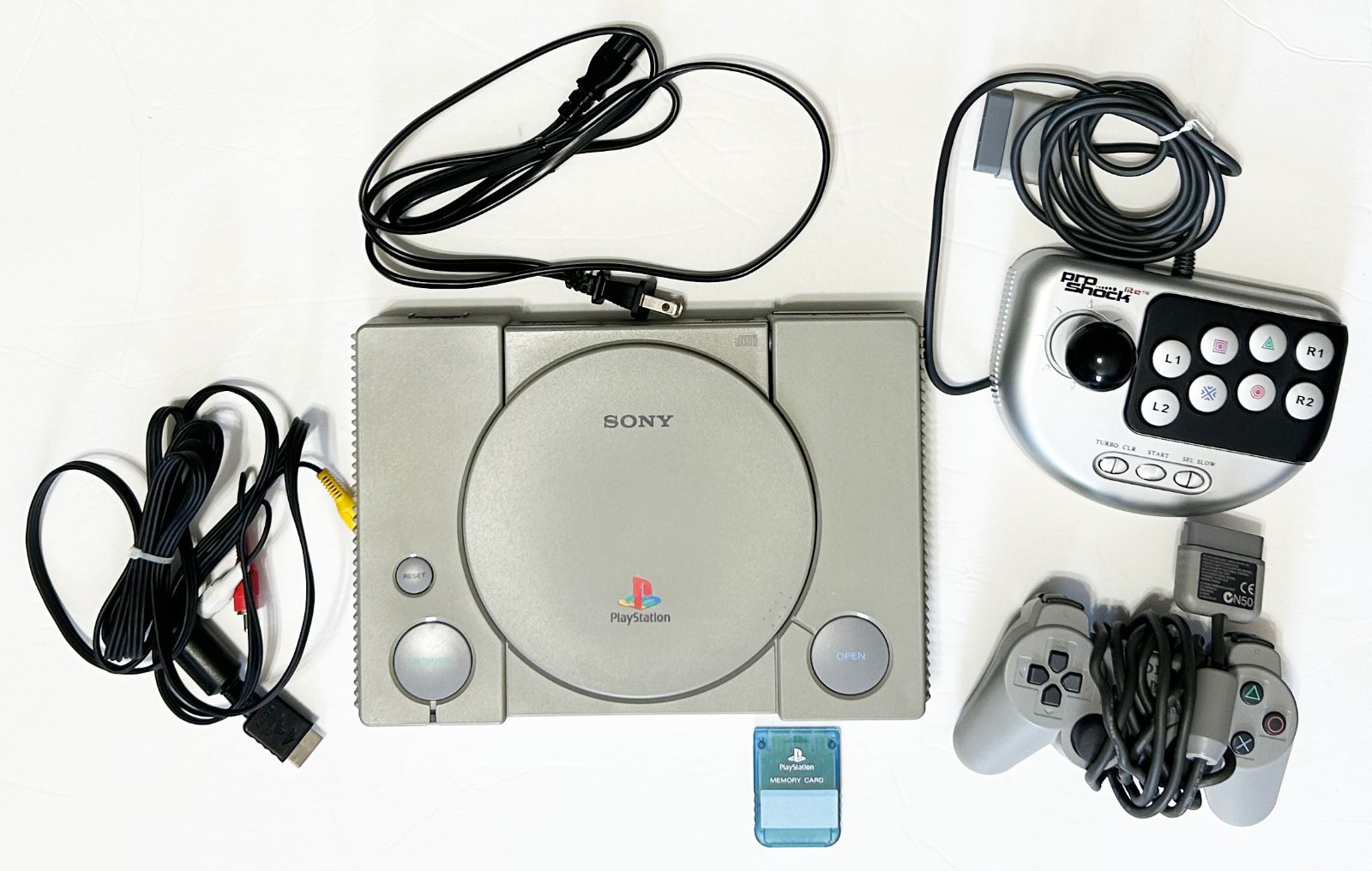 Sony PlayStation 1 PS1 Console Bundle with 1 Controller, Joystick & Memory Card