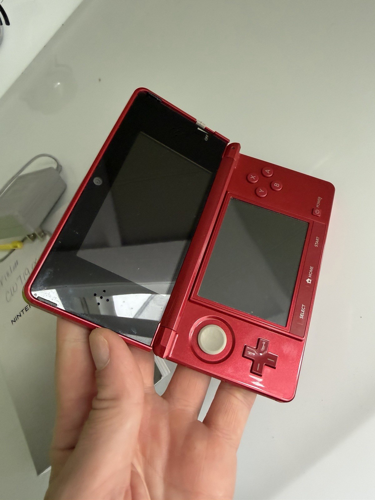 Nintendo 3DS CTR-001 Handheld Gaming Console Flame Red Charger Stylus SD Tested!