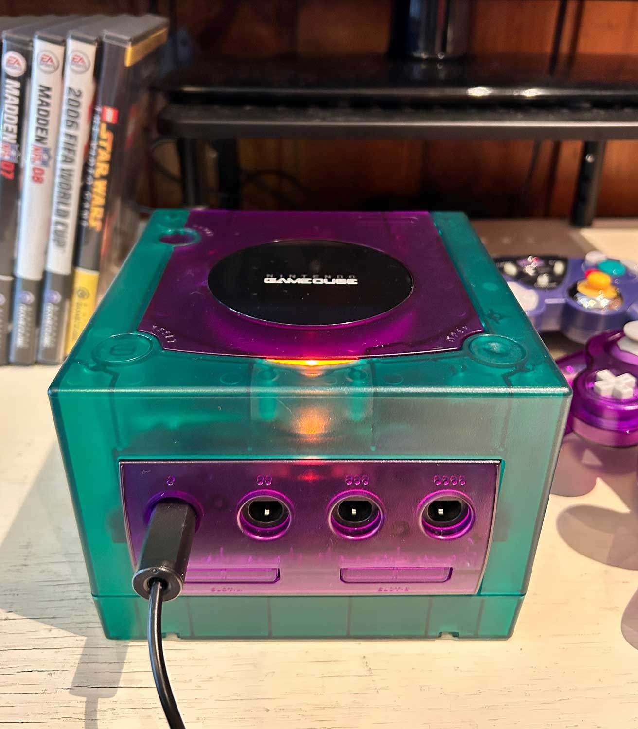 Nintendo GameCube DOL-001 Gaming System Lot – Reshelled Purple/Teal – 7 Games