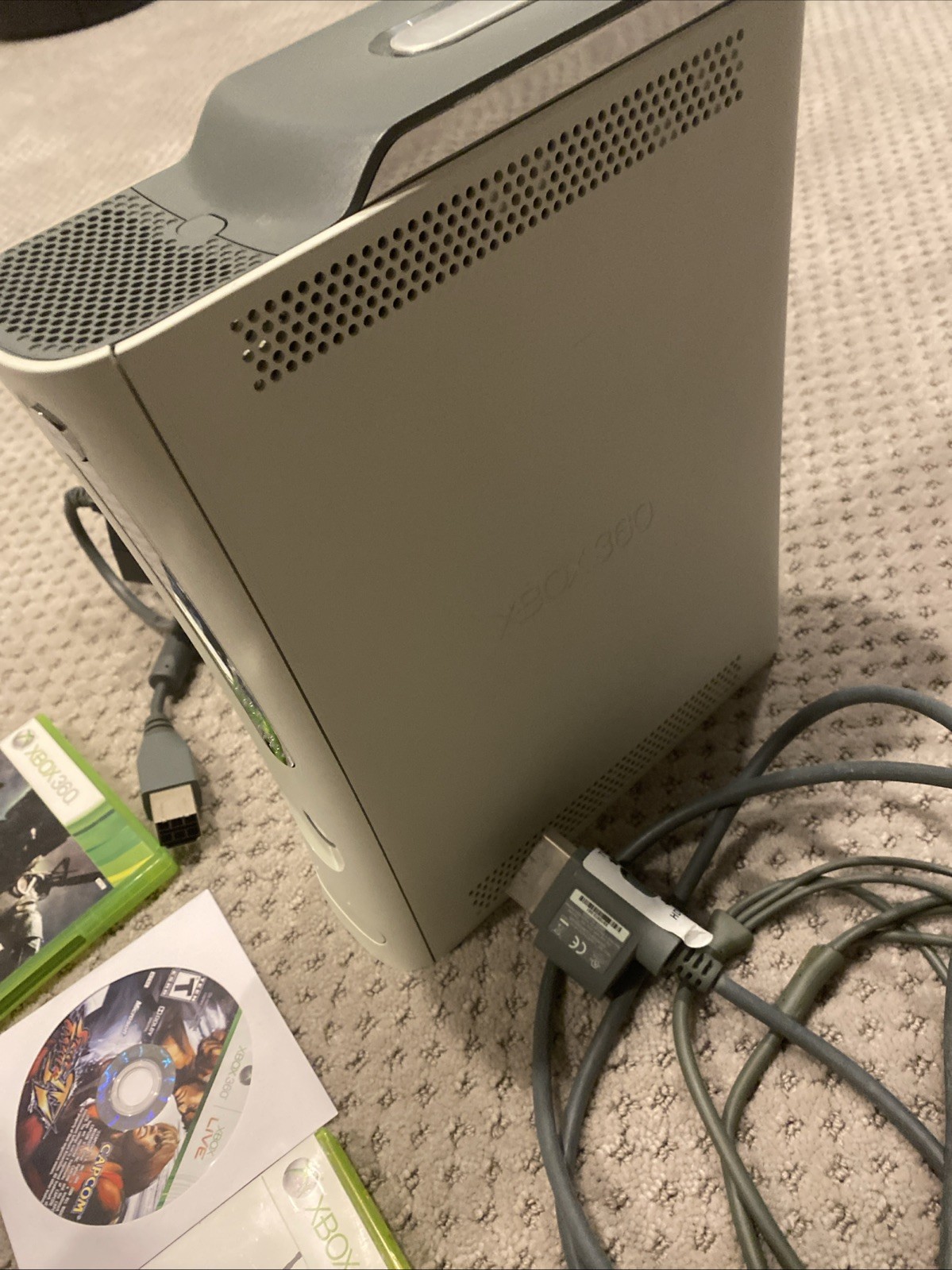 Xbox 360 Working XENON No HDMI White Phat Console Bundle W/Cords And Games