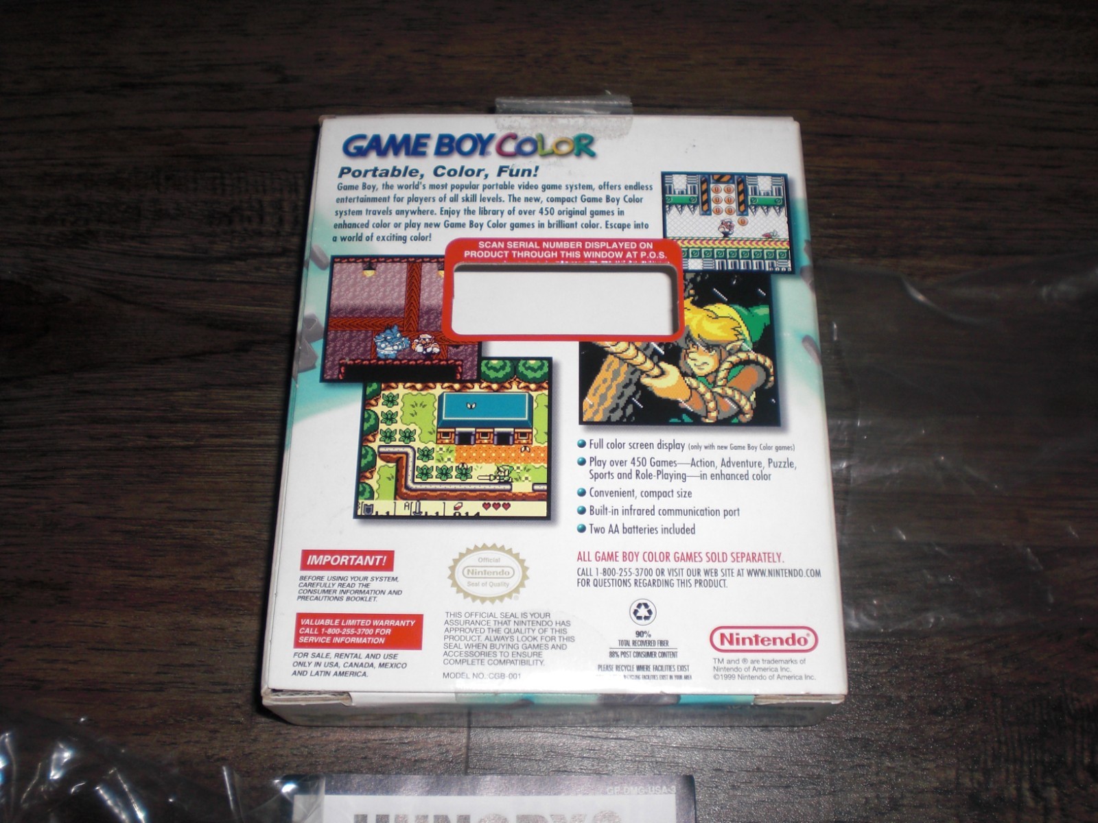 Nintendo Game Boy Color Console System Blue Teal COMPLETE Box CIB Bags Receipt!